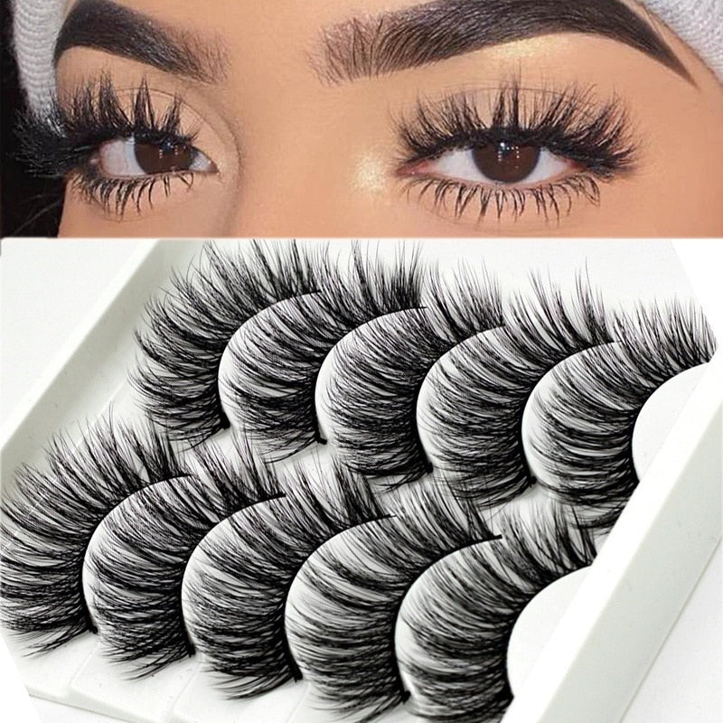 5 Pairs Handmade Eyelashes 3D Soft Mink Hair False Lashes