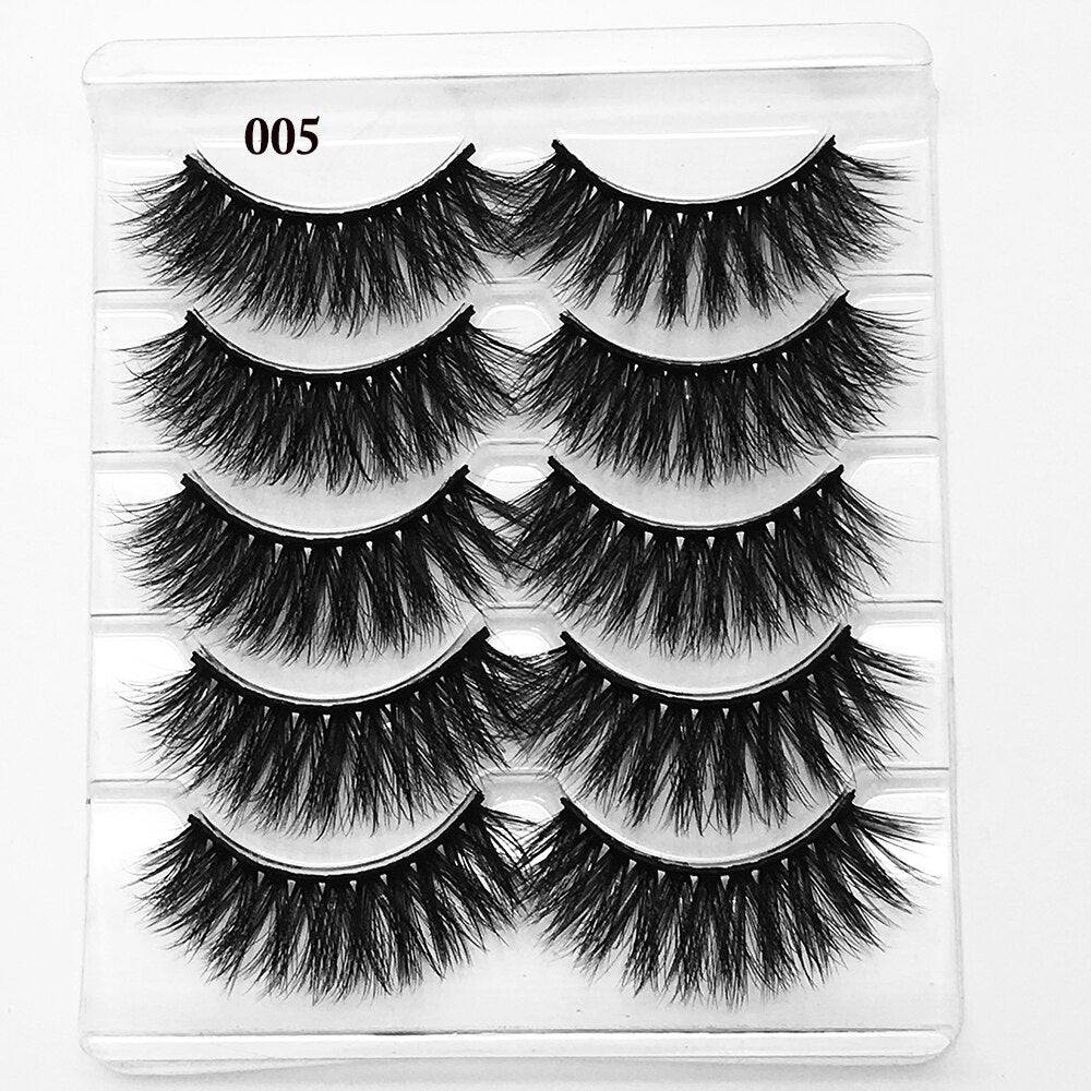 5Pairs/Set Faux Mink Hair False Eyelashes Wispy Criss