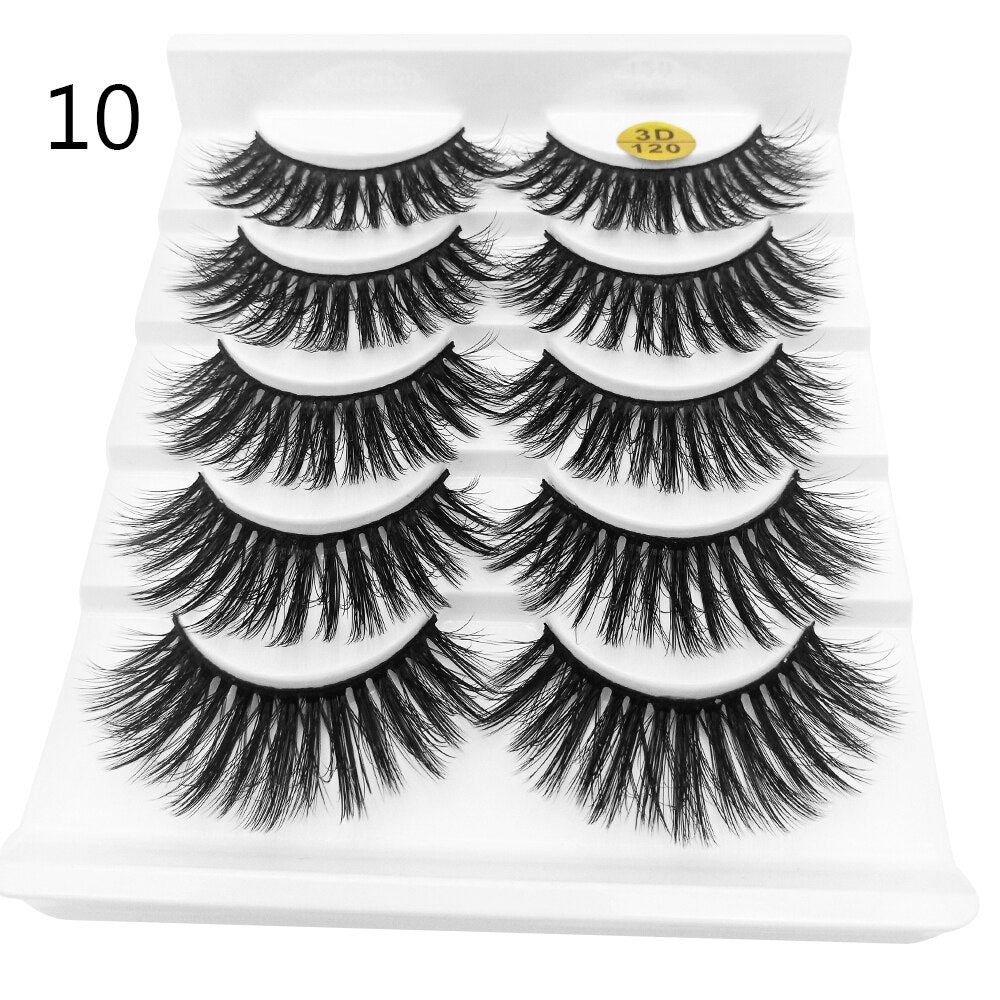 5Pairs/Set Faux Mink Hair False Eyelashes Wispy Criss