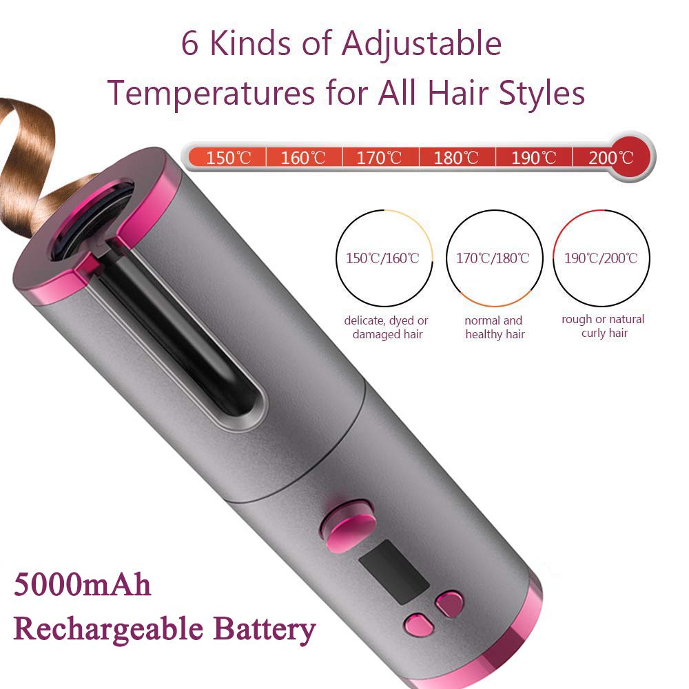 Ceramic Wireless Curling  Hair Iron  USB