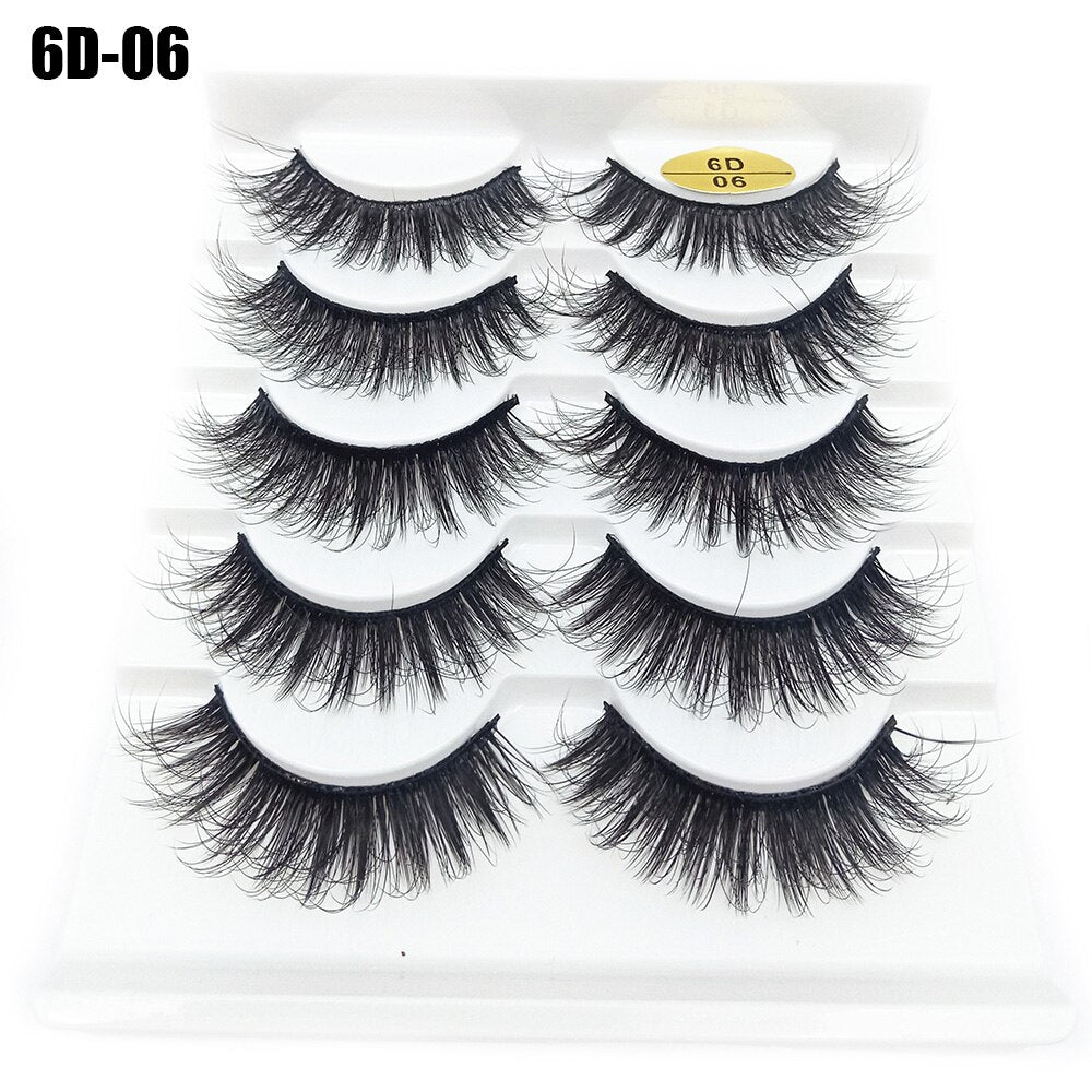 5Pairs/Set Faux Mink Hair False Eyelashes Wispy Criss