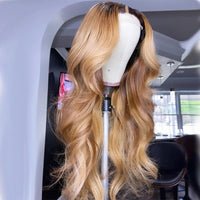 Thumbnail for Ombre Honey Golden Blonde Body Wavy V Part Wigs Middle/Side Open Unprocessed 100% Human Hair