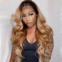 Thumbnail for Ombre Honey Golden Blonde Body Wavy V Part Wigs Middle/Side Open Unprocessed 100% Human Hair