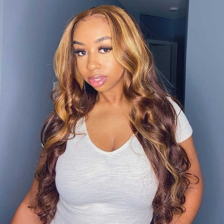 Brazilian Highlight Body Wave Ombre Wig Honey Blonde