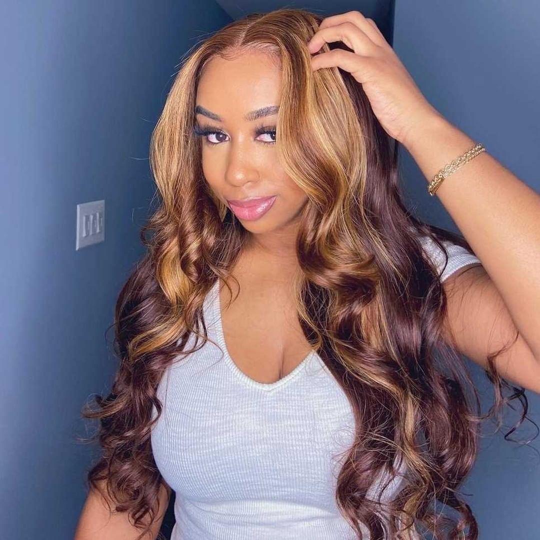 Brazilian Highlight Body Wave Ombre Wig Honey Blonde