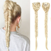 Thumbnail for 20 Inch Long Straight Synthetic Hair Extension Braided Fishtail Drawstring Ponytail Hair