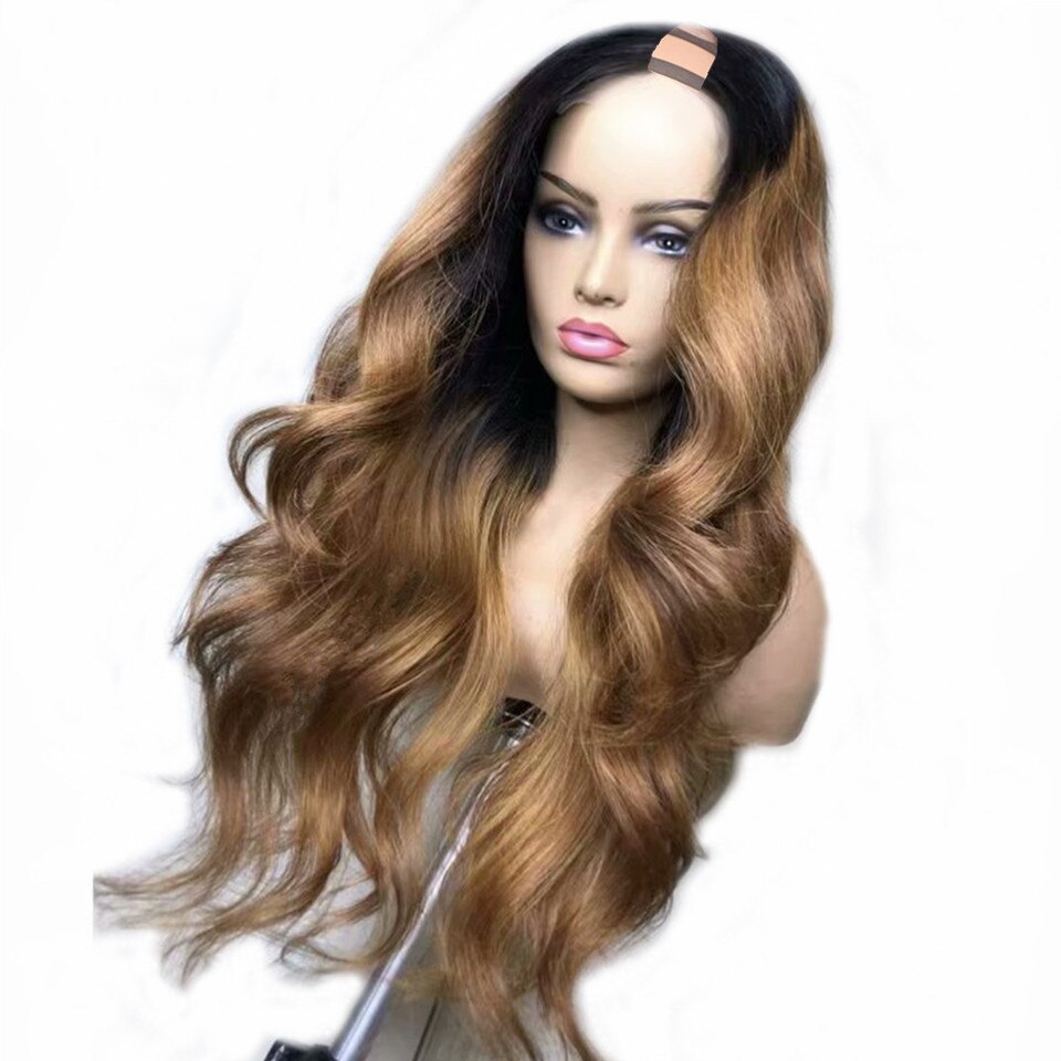 U Part Wig European Remy Human Hair Wig Glueless Natural