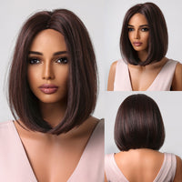 Thumbnail for Purple Pink Ombre Black Short Straight Synthetic Wigs With Bangs