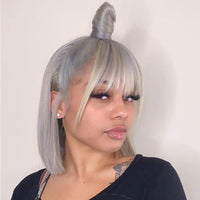 Thumbnail for Brazillian Straight Gre Wig with Bangs Human Hair