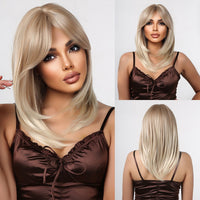 Thumbnail for Purple Pink Ombre Black Short Straight Synthetic Wigs With Bangs