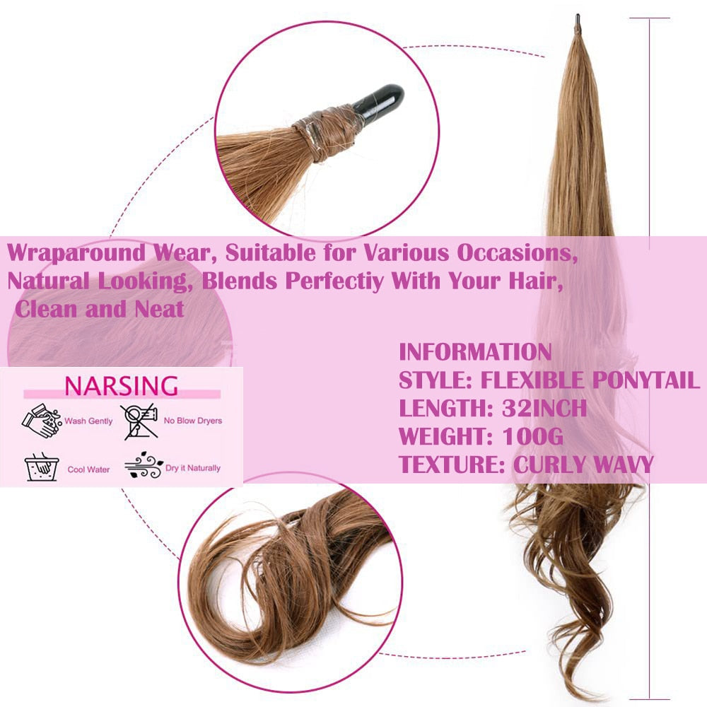 32inch Synthetic PonyTail Long Layered Flexible Wrap