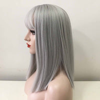 Thumbnail for Brazillian Straight Gre Wig with Bangs Human Hair