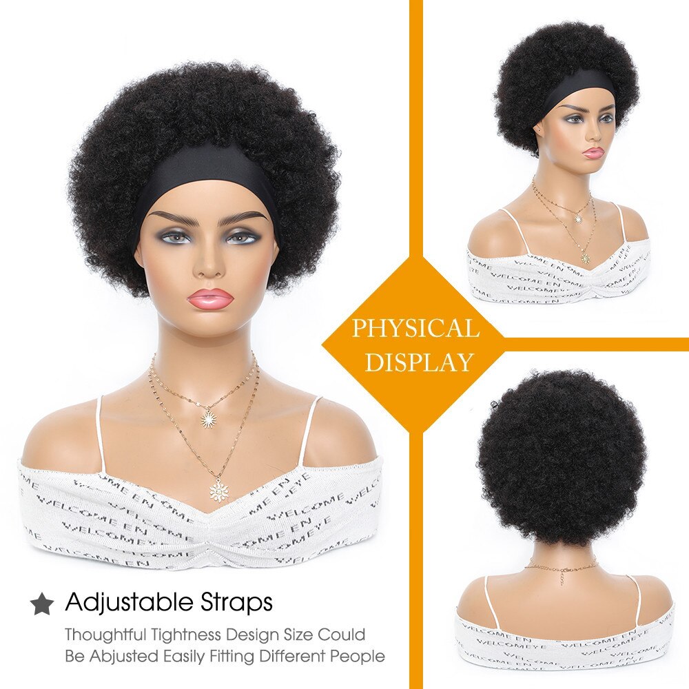 Afro Puff Curly Wig Headband Brazilian Human Hair