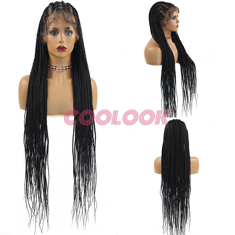 36‘’ Full Lace Box Braid Lace Front Wig Super Long Criss Cross Knotless Braids