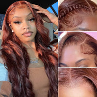 Thumbnail for 13x4 Reddish Brown Body Wave Lace Frontal Human Hair Wig